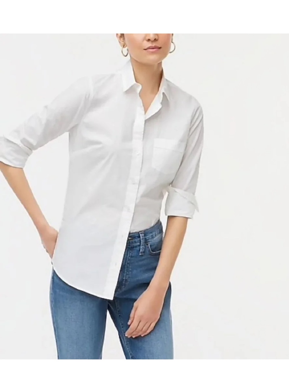 ZARA Basic 100% Cotton White Button Down Shirt with Chest Pocket - Size Medium